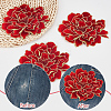 4Pcs Peony Polyester Embroidery Sew On Patches PATC-CY0001-72B-6