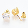 Brass Cubic Zirconia Stud Earrings EJEW-S199-02G-2