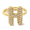 Rack Plating Letter Brass Micro Pave Clear Cubic Zirconia Adjustable Rings for Women KK-S391-03G-H-1