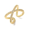 Adjustable Brass Micro Pave Clear Cubic Zirconia Cuff Rings RJEW-F101-17G-3