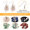 6 Pairs 6 Styles Natural Mixed Gemstone Chips Cluster Earrings EJEW-AN0004-78-3
