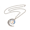 Glass Religion Fairy with Crescent Moon Pendant Necklace NJEW-P270-01E-2