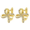 Brass Micro Pave Clear Cubic Zirconia Bowknot Hoop Earring Findings KK-G536-12G-1