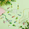 112Pcs 14 Styles Baking Paint Glass Leaf Shape Pendants PALLOY-PH01921-4