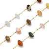 Handmade 304 Stainless Steel Mixed Stone Beads Rondelle Link Chains CHS-B011-09G-1