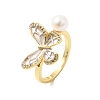 Adjustable Brass Micro Pave Cubic Zirconia Enamel Finger Rings CU-CBABA66-07B-G-4