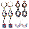 ANATTASOUL 6 Pairs 6 Style Oval & Square & Donut Acrylic Dangle Stud Earrings EJEW-AN0003-36-1