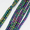 Electroplate Non-magnetic Synthetic Hematite Beads Strands G-J163-3x3mm-07-1
