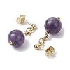 Natural Amethyst Round Beads & 304 Stainless Steel Components Dangle Earrings for Women EJEW-JE06231-03-4