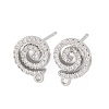 Brass Micro Pave Clear Cubic Zirconia Spiral Stud Earring Findings KK-Z133-02P-01-1