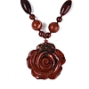 Natural Red Jasper Flower Pendant Necklaces NJEW-N064-08F-1