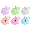 12Pcs 6 Colors Luminous Translucent Resin Pendants RESI-YW0001-85-1