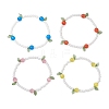 4Pcs 4 Colors Leaf Transparent Acrylic Charms Bracelets for Women BJEW-TA00579-2