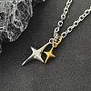 Duo Tone Alloy 2 Star Pendant Necklaces for Unisex WG0BC0F-01-1