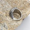 304 Stainless Steel with Natural Black Agate Finger Rings FS-WG67565-03-2