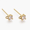 Brass Micro Pave Clear Cubic Zirconia Stud Earring Findings LS-ZIRC-L098-043G-1