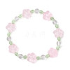3Pcs 3 Colors Plum Blossom Flower Glass Beads Stretch Bracelets for Women BJEW-JB12138-3