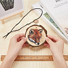 CREATCABIN 1 Set Flat Round & 3D Fox Pattern Wooden Pendant Decorations HJEW-CN0001-19-3