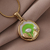 304 Stainless Steel Enamel with Imitation Pearl Flower Pendant Necklaces for Women DU2502-1
