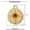 304 Stainless Steel Natural Tiger Eye Pendants STAS-OY007-30G-2