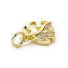 Brass Micro Pave Clear Cubic Zirconia Leaf Charms ZIRC-F132-48G-3
