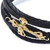 Men's Black PU Leather Cord Multi-Strand Bracelets BJEW-K243-44G-2