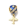 Brass Blue Enamel European Dangle Charms KK-M101-09G-1