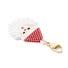 Glass Seed Beaded Santa Claus Pendant Decorations HJEW-MZ00319-4