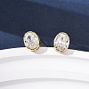 Brass Micro Pave Clear Cubic Zirconia Stud Earrings EJEW-C174-02E-G-1