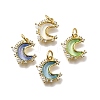 Brass Micro Pave Clear Cubic Zirconia with Glass Charms KK-G525-06G-1