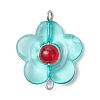 Transparent Acrylic & Glass Flower Connector Charms PALLOY-JF03720-3