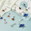 36Pcs 9 Colors Tibetan Style Alloy & Brass & Gemstone Chip European Dangle Charms PALLOY-FH00146-4