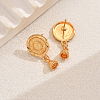 Vintage Flat Round Coin Brass Stud Earrings QH3726-5