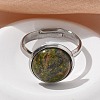 Half Round Natural & Synthetic Gemstone Finger Rings RJEW-M062-01P-23-6