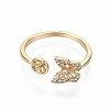 Brass Micro Pave Clear Cubic Zirconia Peg Bails Cuff Finger Ring Settings X-KK-S360-012-NF-3