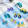 ANATTASOUL 8 Pairs 8 Colors Acrylic Twist Oval Dangle Stud Earrings for Woman EJEW-AN0004-07-7