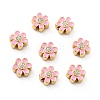 Flower Brass Micro Pave Clear Cubic Zirconia Beads KK-G419-06G-05-1