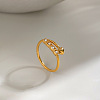 304 Stainless Steel Rhinestone Heart Cuff Open Rings for Women MH2776-4