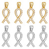 8Pcs 2 Colors Brass Micro Pave Cubic Zirconia Pendants KK-BC0015-04-1