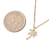 Coconut Tree Brass Micro Pave Clear Cubic Zirconia Pendant Necklaces NJEW-JN05148-02-3