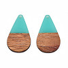 Transparent Resin & Walnut Wood Pendants RESI-N025-030-C04-1