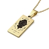 304 Stainless Steel Black Enamel Rectangle with Constellation Pendant Necklaces NJEW-I128-01L-1