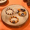 3Pcs 3 Style Glass Seed Beaded Flower Stretch Rings Set for Halloween RJEW-TA00073-2