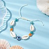 Summer Beach Shell & Synthetic Turquoise Braided Bead Bracelets BJEW-JB10373-2