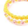 2Pcs 2 Colors Peach Blossom Braided Cord Bracelet BJEW-JB07610-01-4