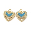 Brass Micro Pave Cubic Zirconia with Synthetic Turquoise Pendants KK-K356-24C-G-1
