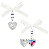2Pcs 316 Stainless Steel Locket Heart Wedding Bouquet Pendants Decorations HJEW-UN00043-1