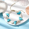 Summer Cowrie Shell & Synthetic Turquoise Braided Bead Bracelets BJEW-JB10370-2