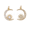 Brass Micro Pave Clear Cubic Zirconia Pendants ZIRC-WH0002-06-2