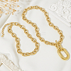 4Pcs 2 Colors Alloy Double Layered Oval Pendant Necklaces NJEW-HY0001-14-3